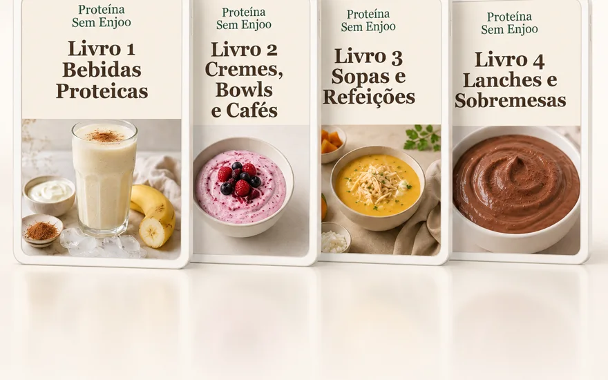 Coleção Proteína Sem Enjoo — 4 livros: Bebidas, Cremes, Sopas e Lanches
