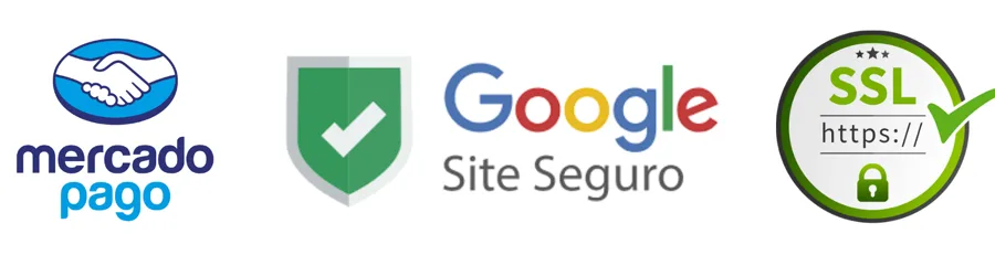 Mercado Pago · Google Site Seguro · SSL · Compra segura